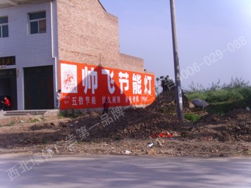 帅飞节能灯手绘高墙墙体广告